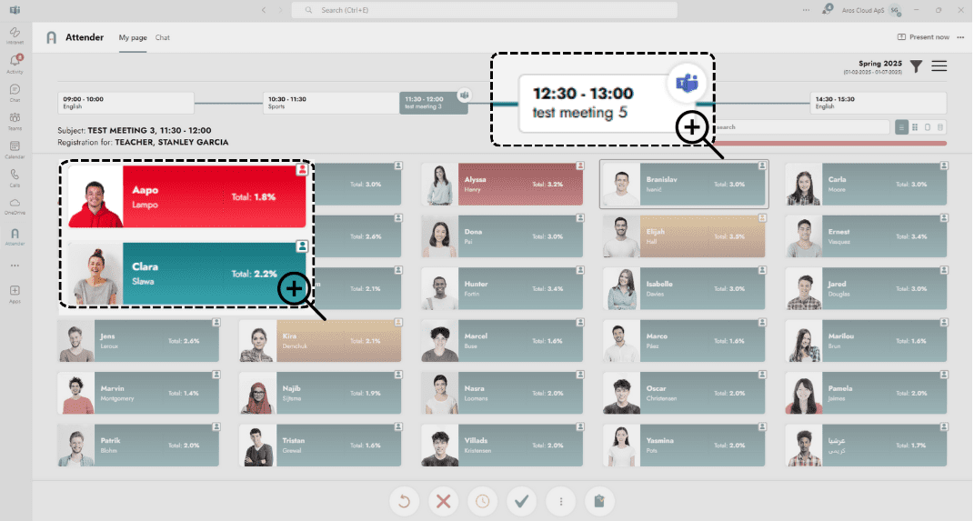Teams ikoner User interface with highlighted sections