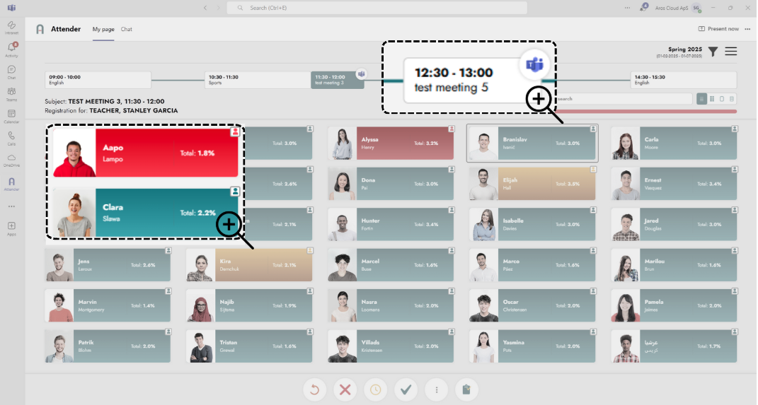 User interface with highlighted sections